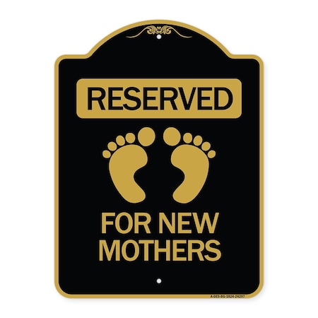 Signmission Blue Reserved Parking for New Mothers, Black & Gold Aluminum Sign, 18" x 24", BG-1824-24297 A-DES-BG-1824-24297
